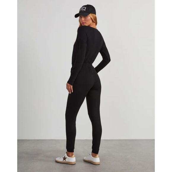 VICI Black Colette Deep-V Long Sleeve Pocketed Drawstring Jumpsuit XS - Picture 2 of 16